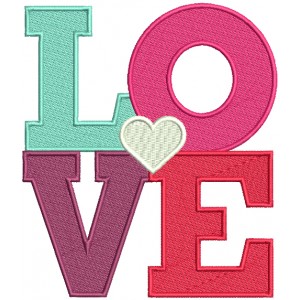 LOVE With Little Heart Filled Machine Embroidery Design Digitized Pattern